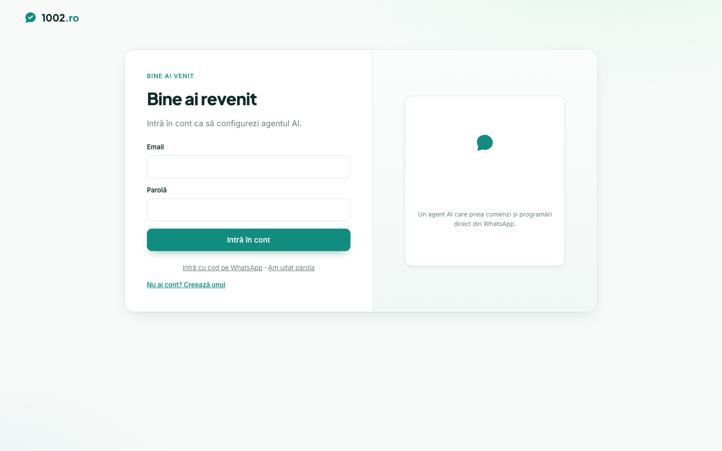 Connexion au compte, avec la possibilité de se connecter directement avec un code envoyé sur WhatsApp, sans mot de passe.