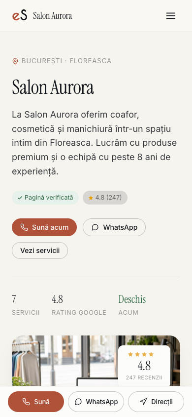 La même page d'exemple, en version mobile.