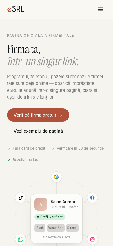 La page principale eSRL, en version mobile.